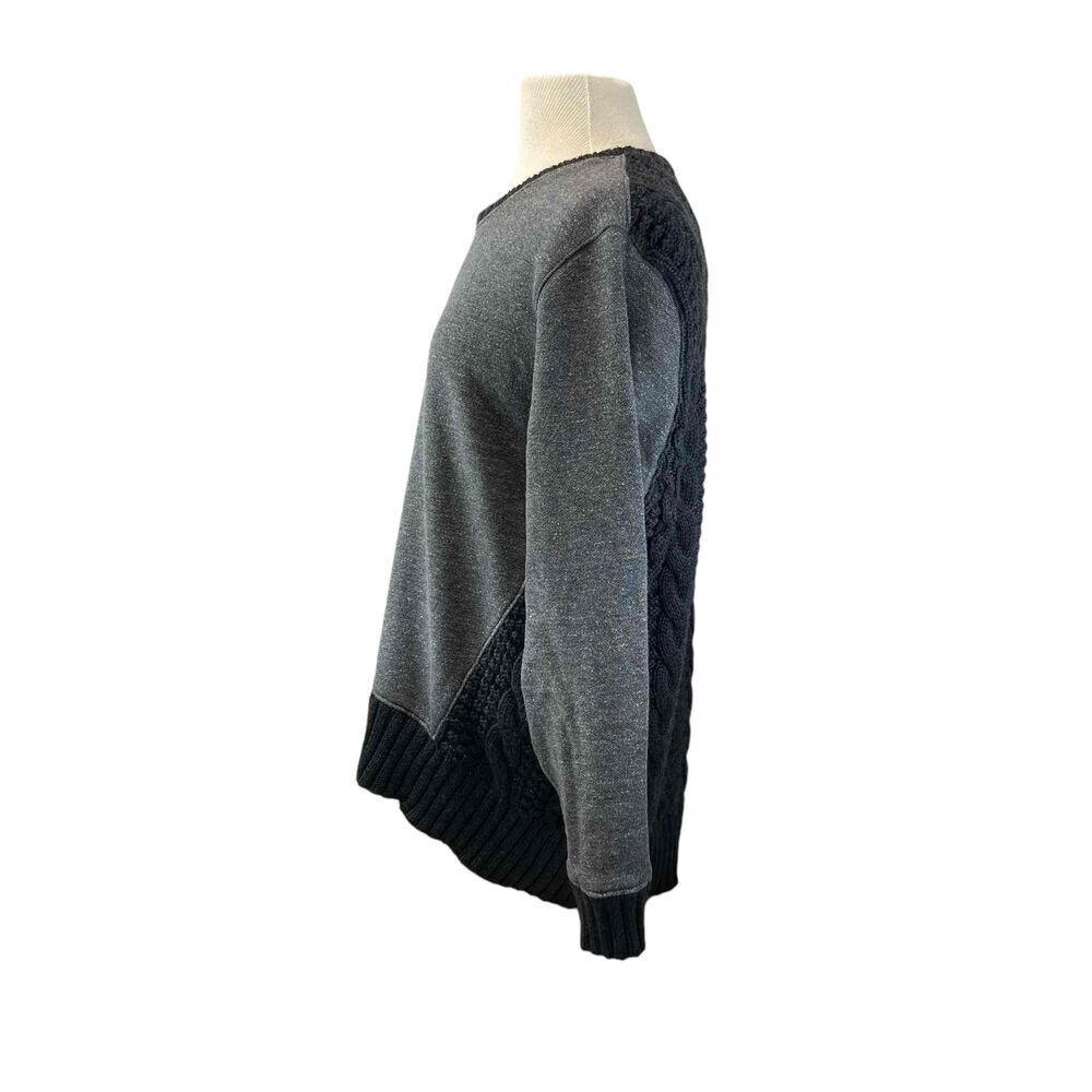 Athleta Womens Size L Gray Crew Neck Sweater Long Sleeve High Low Hem Cable Knit - Picture 4 of 8